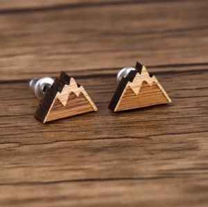 "Mountain Peak" Handmade Wood Stud Earrings